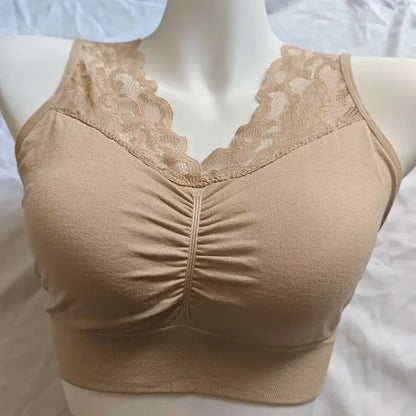 Stoßfester Sport-Bralette mit Spitzenbesatz, dünn, für den Sommer, ohne Stahlring, Unterwäsche ohne Brustpolster, atmungsaktiv, bequemer Sport-BH So ist Leben