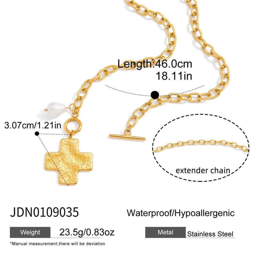 Youthway Elegant Pearl Necklace For Women 18K Gold Plated Stainless Steel Cross Star Heart Pendant Necklace Fashion Jewelry Gift So ist Leben