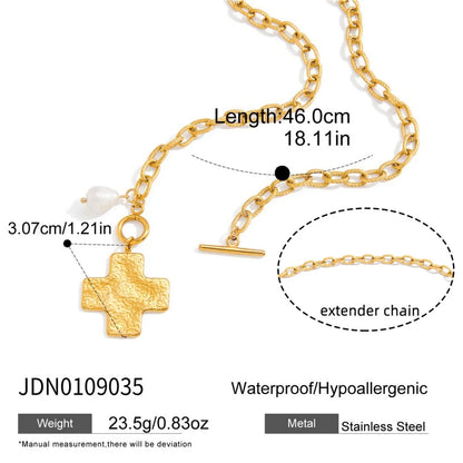 Youthway Elegant Pearl Necklace For Women 18K Gold Plated Stainless Steel Cross Star Heart Pendant Necklace Fashion Jewelry Gift So ist Leben