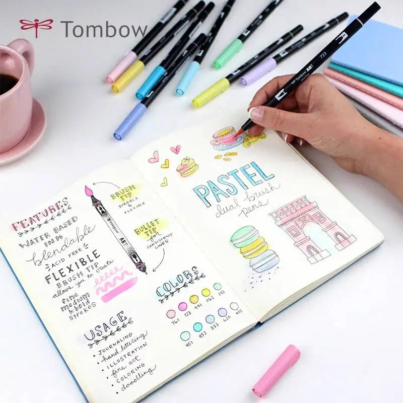 Tombow Aquarell-Marker-Set, 10-teilig, ABT-Nylon, weiche Spitze, Doppelpinselstift, ungebunden, ungiftig, sicheres Zeichenhandbuch, japanisches Briefpapier So ist Leben