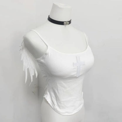 Harajuku Süße Rüschen-Tops für Damen Retro Japanischer Lolita Ärmelloser Oberteil Y2K Fairy Grunge Style Mädchen-Outfit So ist Leben