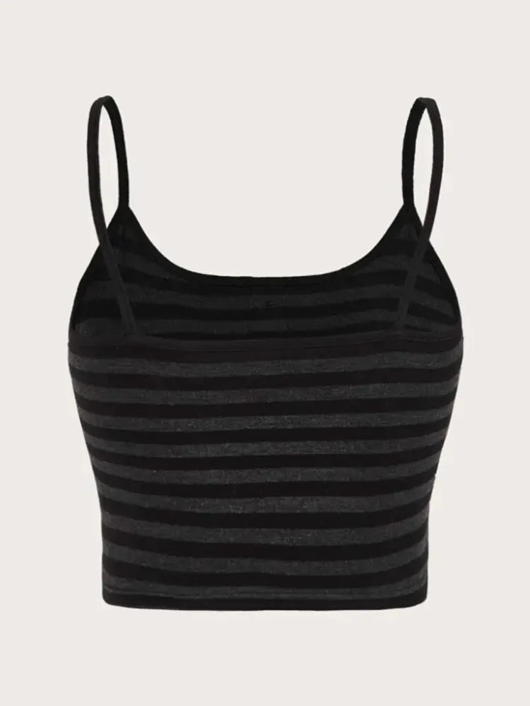 Goth Punk gestreiften Knopf Cami Top Frauen Sommer y2k Kleidung Grunge High Street ärmellose Spaghetti träger Crop Top Streetwear So ist Leben