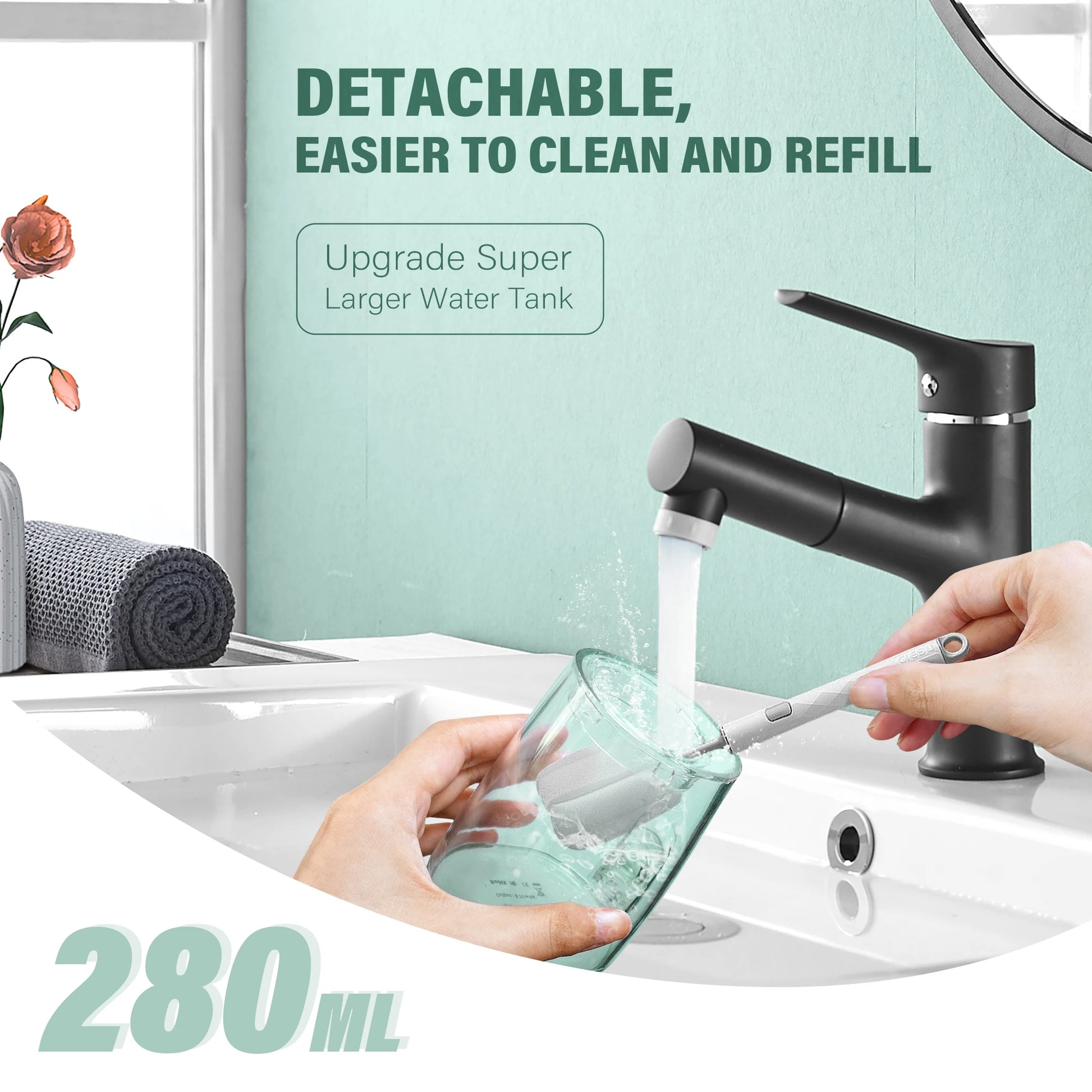 SEJOY Munddusche USB Aufladbare Wasser Flosser Tragbare Dental Wasser Jet 280ML Wasser Tank Wasserdicht Zahn Reiniger Für Oral So ist Leben