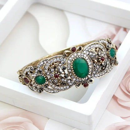 Sunspicems Indische Frauen Blume Schmuck Sets Harz Armreif Armband Ohrring Sets Türkische Haken Baumeln Ohrringe Braut Armband Geschenk - So ist Leben
