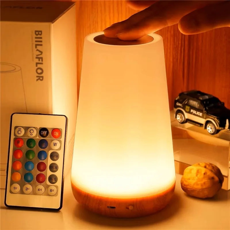 Nachtlicht mit 13 Farbwechseln, RGB-Fernbedienung, Touch-dimmbare Lampe, tragbare Tisch-Nachttischlampen, wiederaufladbare USB-Nachtlampe So ist Leben
