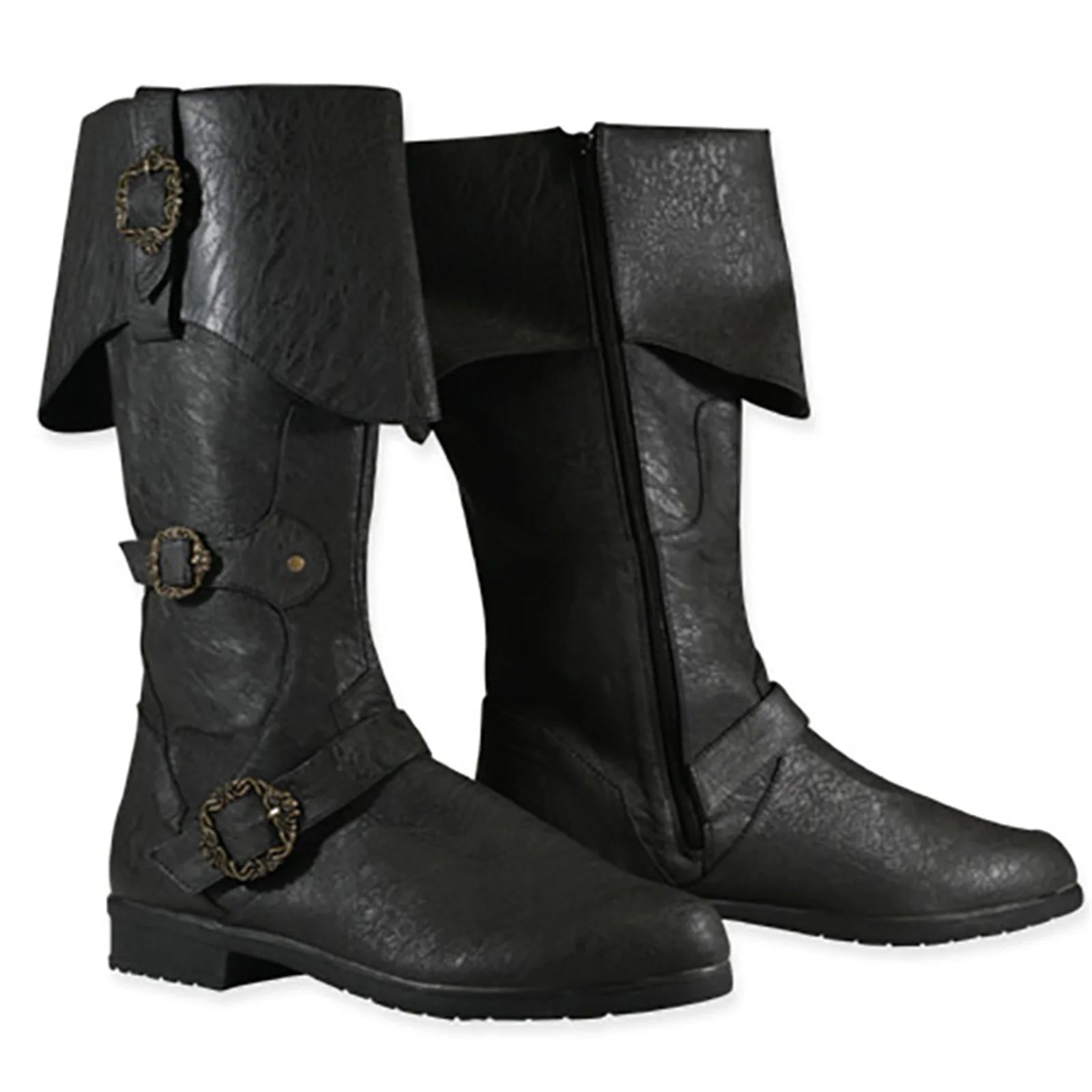 Retro Mittelalterliche Stiefel Nordic Viking Pirate Männer Frauen Stiefel Viking Pirate Steampunk Reiten Lange Cosplay Stiefel für Halloween Party So ist Leben