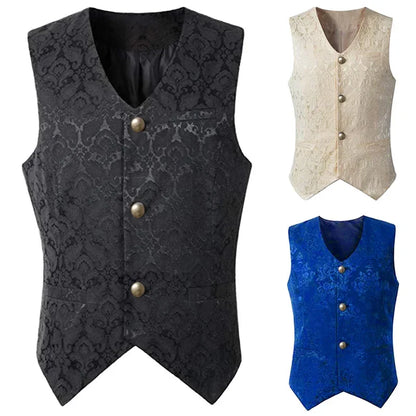 2024 Weste Herren Renaissance Steampunk Mantel Gothic Jacquard Weste Einreiher Business Formelle Kleidung Weste für Anzug So ist Leben