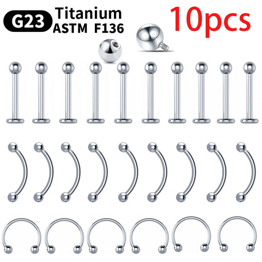 Großhandel 10PCS Augenbraue Piercing Schmuck Labret Lip Stud G23 Titan Septum Piercing Nasenring C stange Körper Schmuck für Frauen So ist Leben