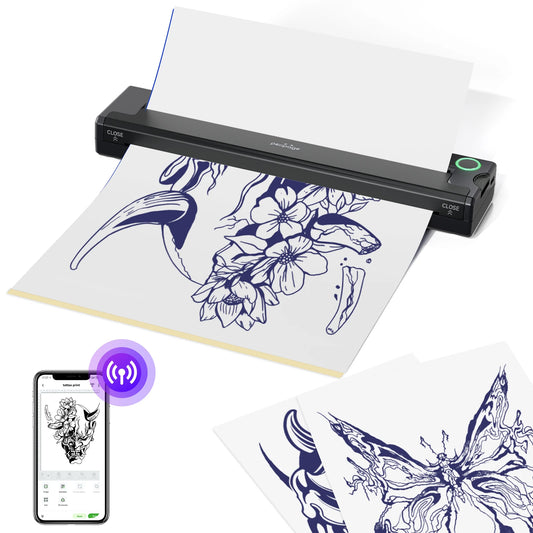 PeriPage P90 Thermo-Tattoo-Schablonendrucker, kabellose Tattoo-Maschine mit 5 Stück kostenlosem Transferpapier – kompatibel mit Telefon und PC So ist Leben