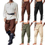 Mittelalterliche Herren-Knöchelhose, Renaissance, Wikinger, Pirat, Schnürung, schmal zulaufende Halloween-Leinen-Kostümhose, Cargohose So ist Leben