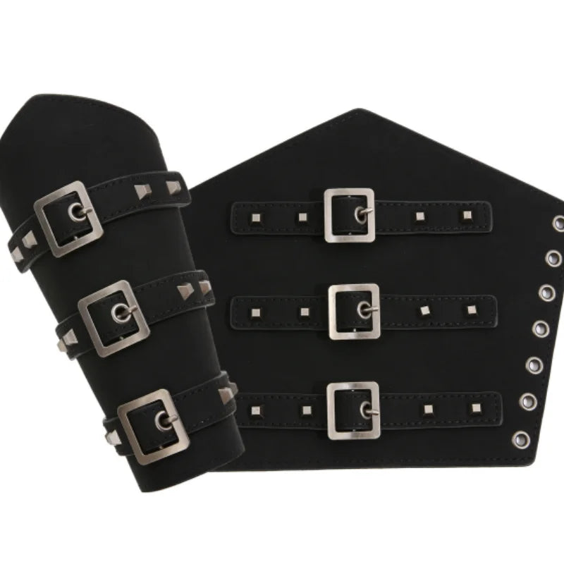 1/3 Stück Herren-Renaissance-Kostüm, mittelalterlicher Ritter, Halloween, mittelalterlicher Pirat, Wikinger, Leder, Taillengürtel, Armschiene, Rückseite, Schwert, Frosch So ist Leben