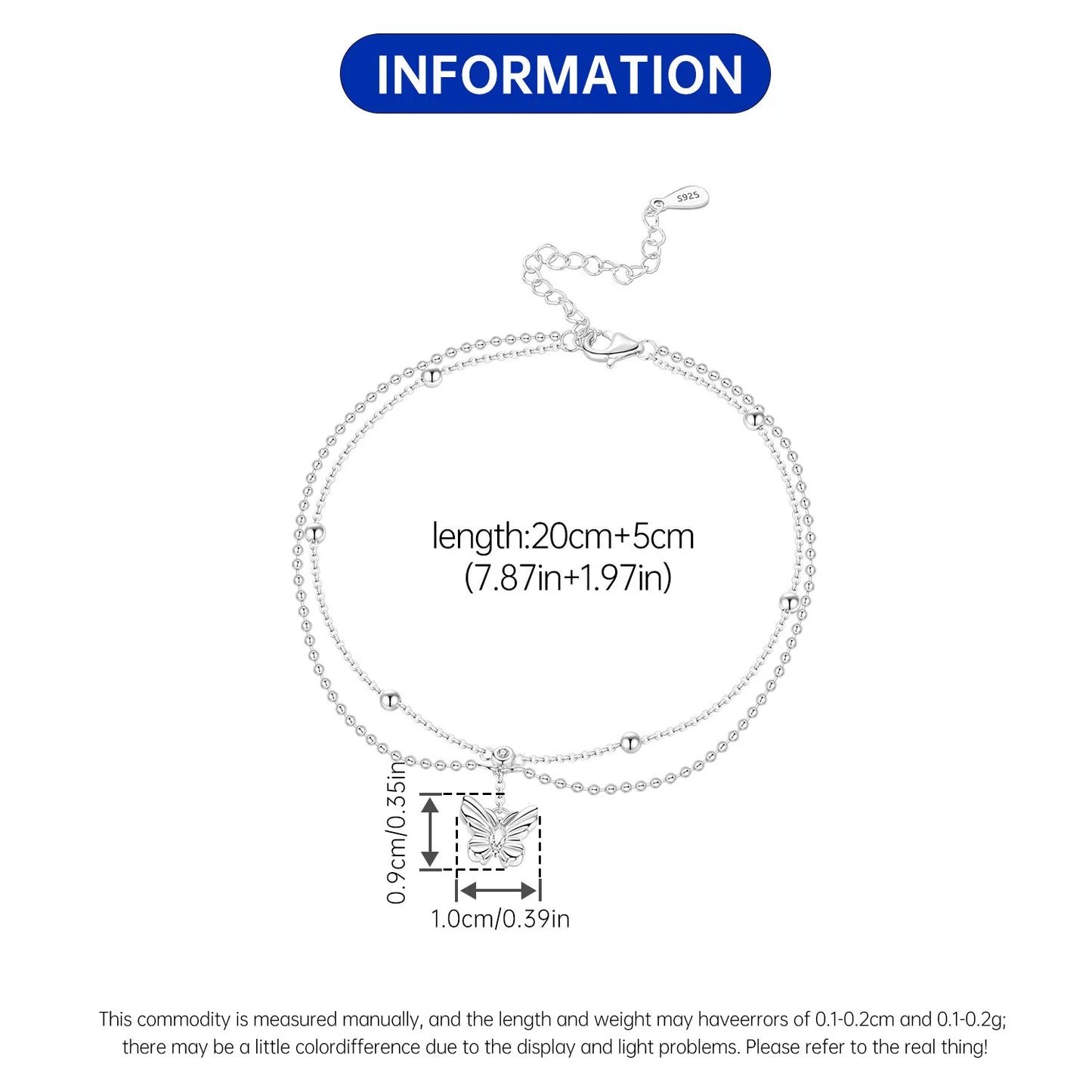 Orstarry S925 Sterling Silber Schmetterling Insekt Serie Kette Fußkettchen Frauen Dame Knöchel Armband Prom Fuß Party Schmuck Geschenke So ist Leben