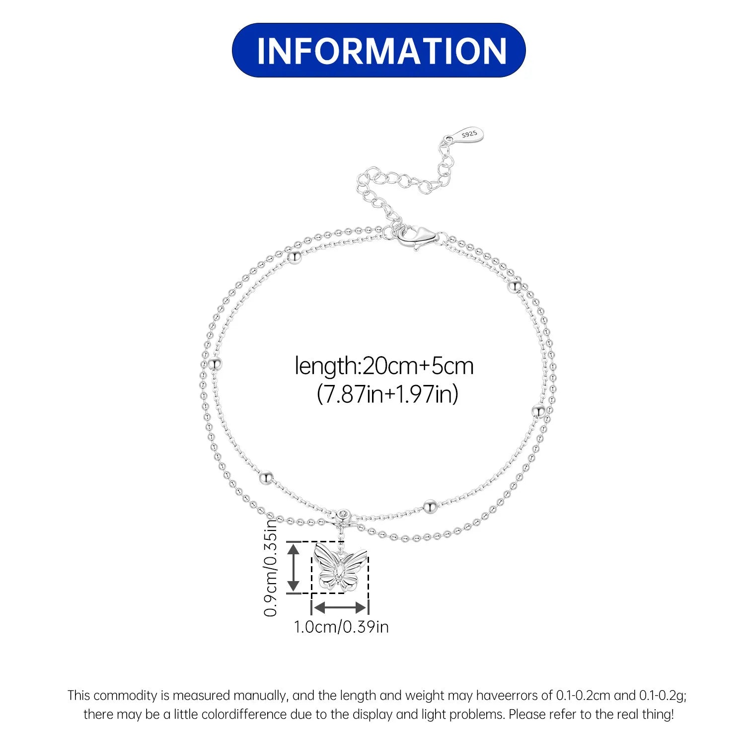 Orstarry S925 Sterling Silber Schmetterling Insekt Serie Kette Fußkettchen Frauen Dame Knöchel Armband Prom Fuß Party Schmuck Geschenke So ist Leben