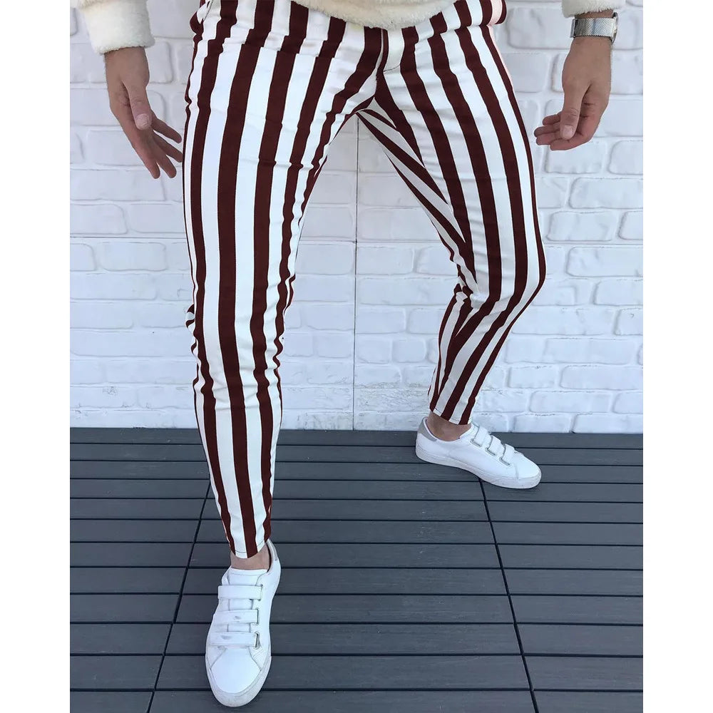 2026 Neue Herren-Bleistifthose Mode Klassische Lässige Gestreifte Bedruckte Hose Männliche Streetwear Business Sport Slim-Fit-Hose Herrenbekleidung So ist Leben