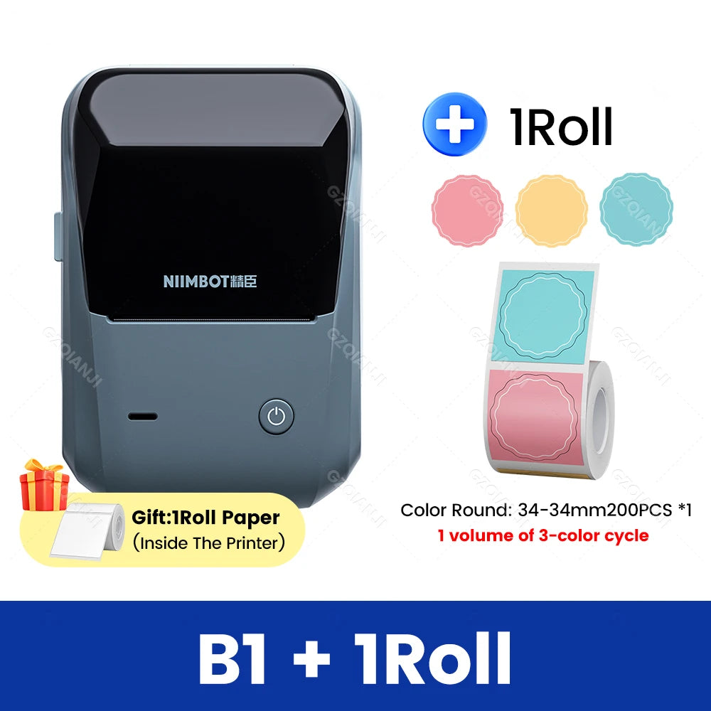 Original Niimbot B1 Etiketten drucker Farbe runde Aufkleber Handheld tragbare Bluetooth selbst klebende Etikettierung Business-Maschine klein So ist Leben