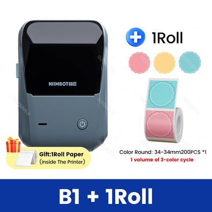 Original Niimbot B1 Etiketten drucker Farbe runde Aufkleber Handheld tragbare Bluetooth selbst klebende Etikettierung Business-Maschine klein So ist Leben