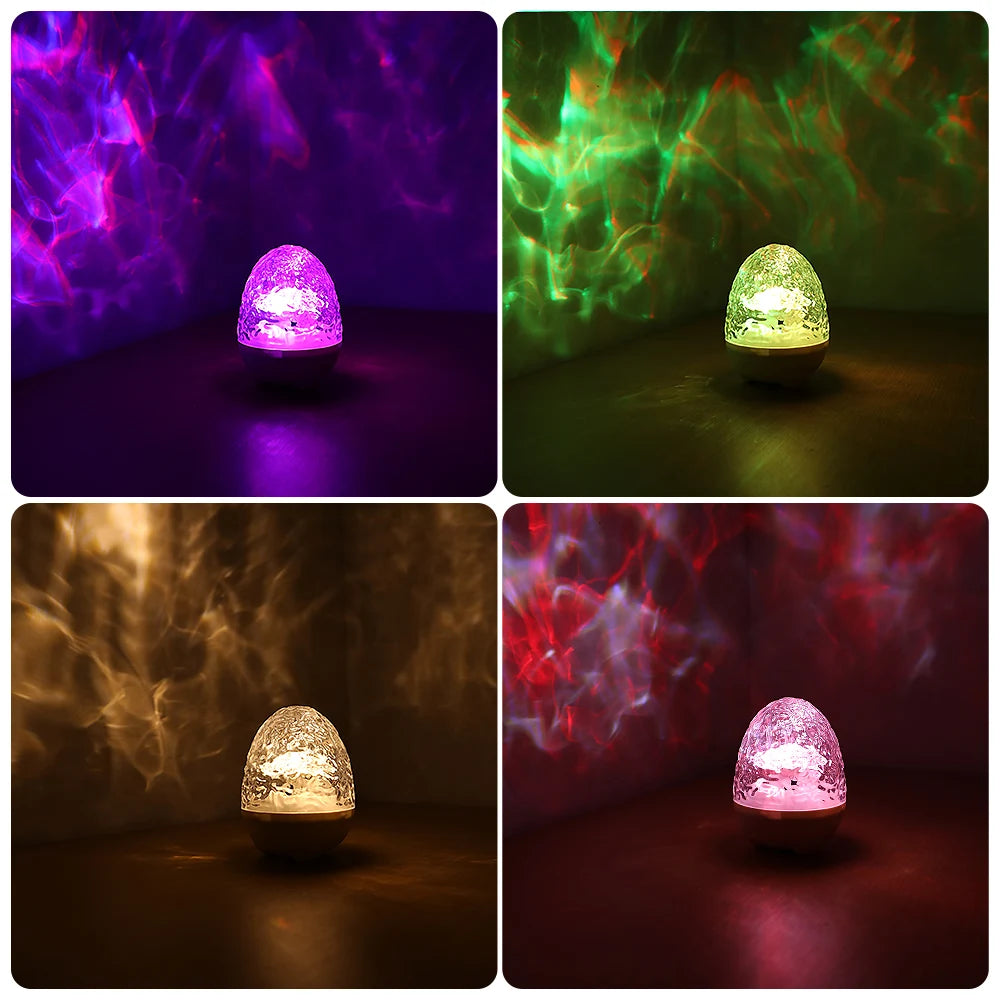 Aurora- oder Ocean Wave-Projektorlampe mit Fernbedienung, Musiklautsprechermodus, RGB-Farbeffekte, wiederaufladbares Licht als Raumgeschenk So ist Leben