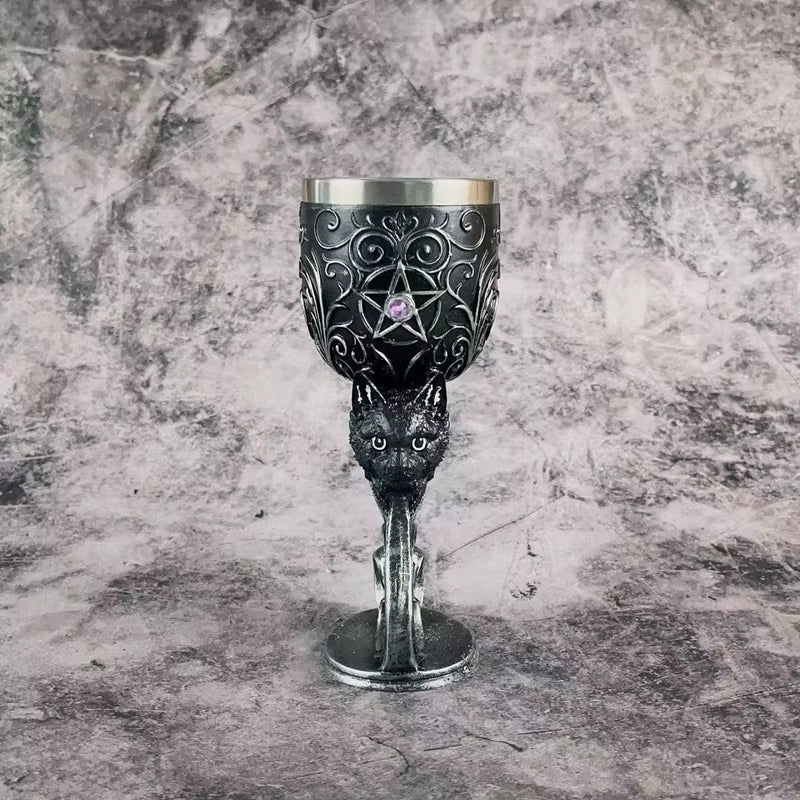Klassischer Edelstahl‑Kelch mit Drachenmotiv und Strukturdesign So ist Leben
