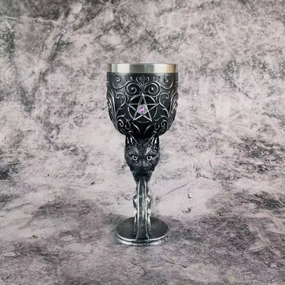 Klassischer Edelstahl‑Kelch mit Drachenmotiv und Strukturdesign So ist Leben
