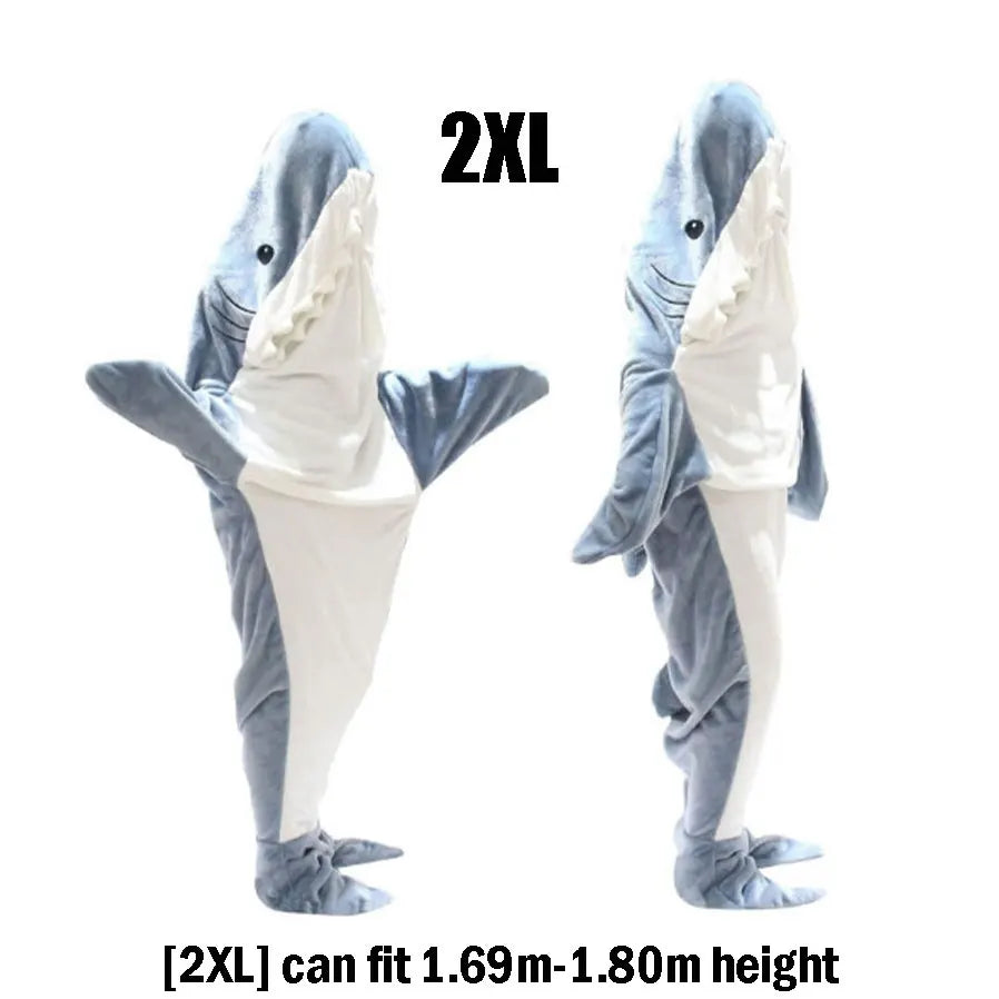 Cartoon Shark Decke Hoodie Frauen Kigurumi Overall Kinder Eltern Mit Kapuze Warme Flanell Lustige Homewear Shark Onesie Schlafsack - So ist Leben