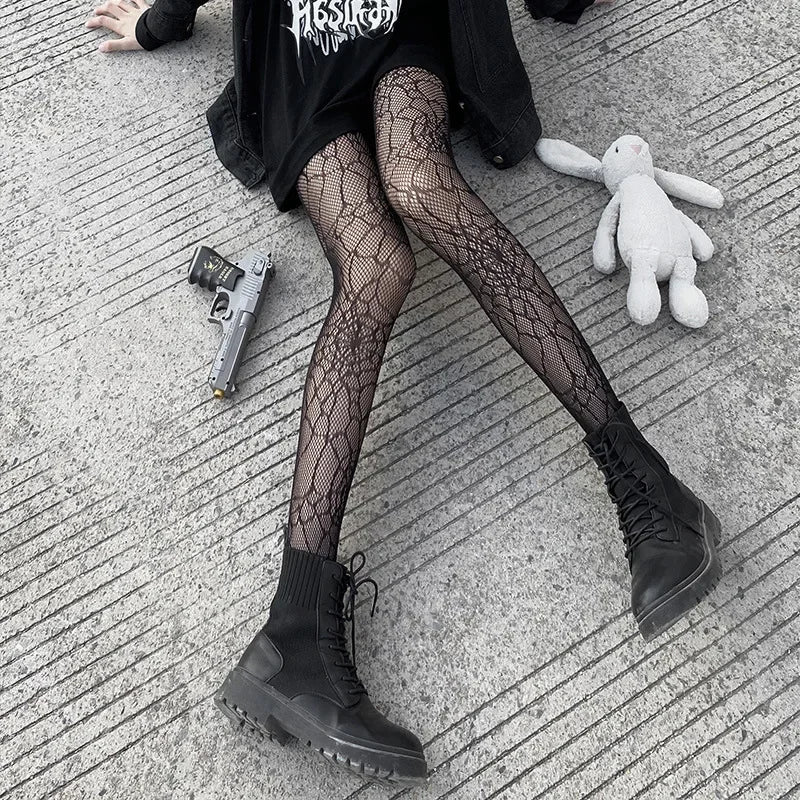 Klassische Lolita Höhlte Heraus Spitze Mesh Strümpfe Mit Flachem Boden Strumpfhosen Frauen Sexy Japanische Mädchen Gothic Punk Retro Spinne Web Strumpfhosen So ist Leben