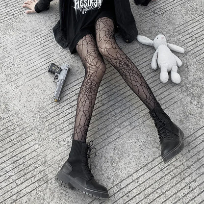 Klassische Lolita Höhlte Heraus Spitze Mesh Strümpfe Mit Flachem Boden Strumpfhosen Frauen Sexy Japanische Mädchen Gothic Punk Retro Spinne Web Strumpfhosen So ist Leben
