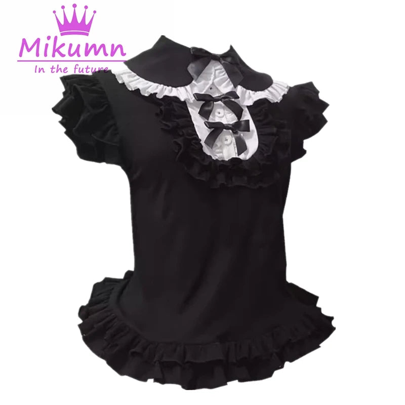 Lolita T‑Shirt mit Schleife & modernem Umlegekragen - So ist Leben