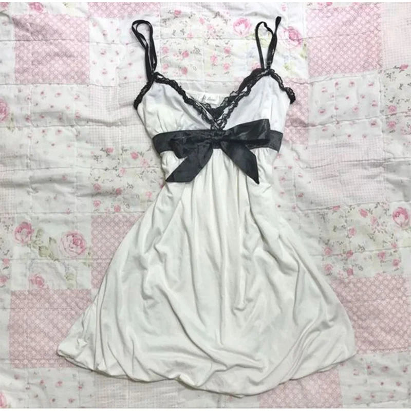 Y2k Kleidung Weißes Minikleid Frau Kleidung Gothic Kleid Harajuku Partykleider Grafik Rock Punk Goth Emo Kurze Damen Sommer So ist Leben