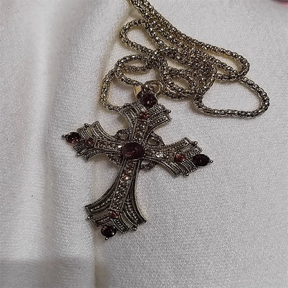 Neue Vintage Gold Kreuz Strass Halskette Y2k Millennium Süße Coole Lange Schlüsselbein Würzige Mädchen Halskette Geschenk So ist Leben