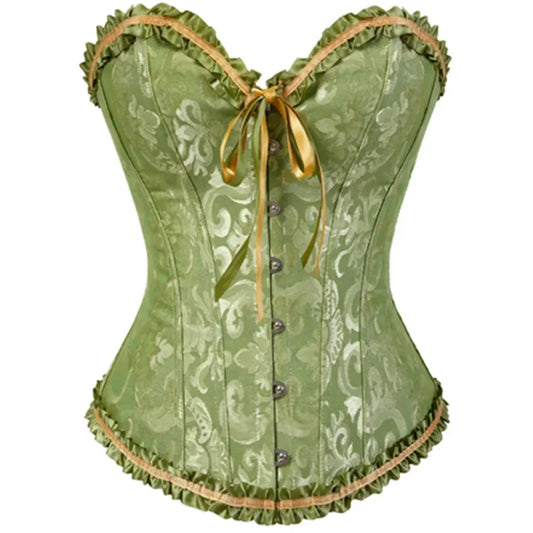 Sexy Bustiers und Korsetts, florale Spitzenoberteile für Frauen, Vintage-Korsett, Gothic-Overbust-Satin-Jacquard-Korsett So ist Leben