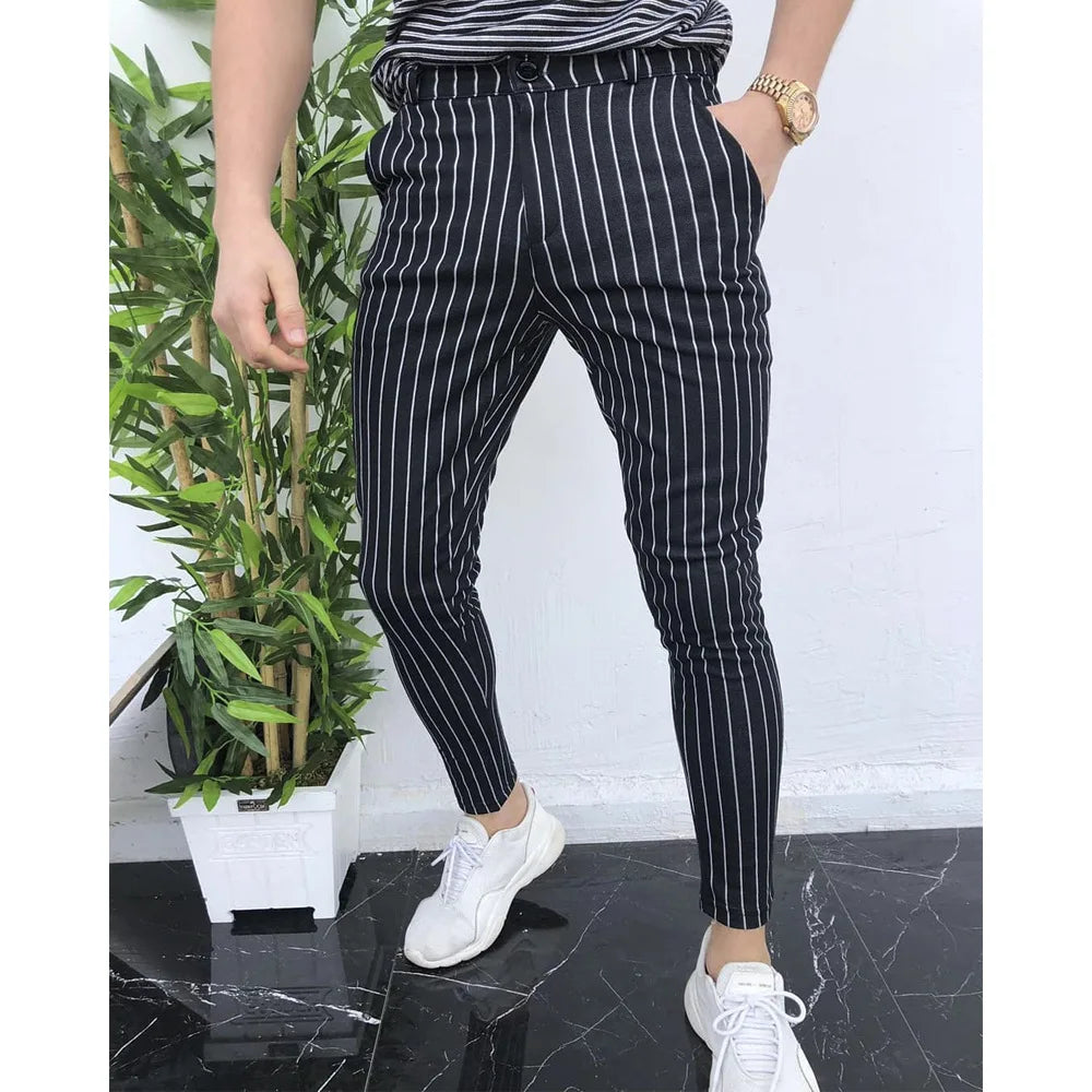 2026 Neue Herren-Bleistifthose Mode Klassische Lässige Gestreifte Bedruckte Hose Männliche Streetwear Business Sport Slim-Fit-Hose Herrenbekleidung So ist Leben