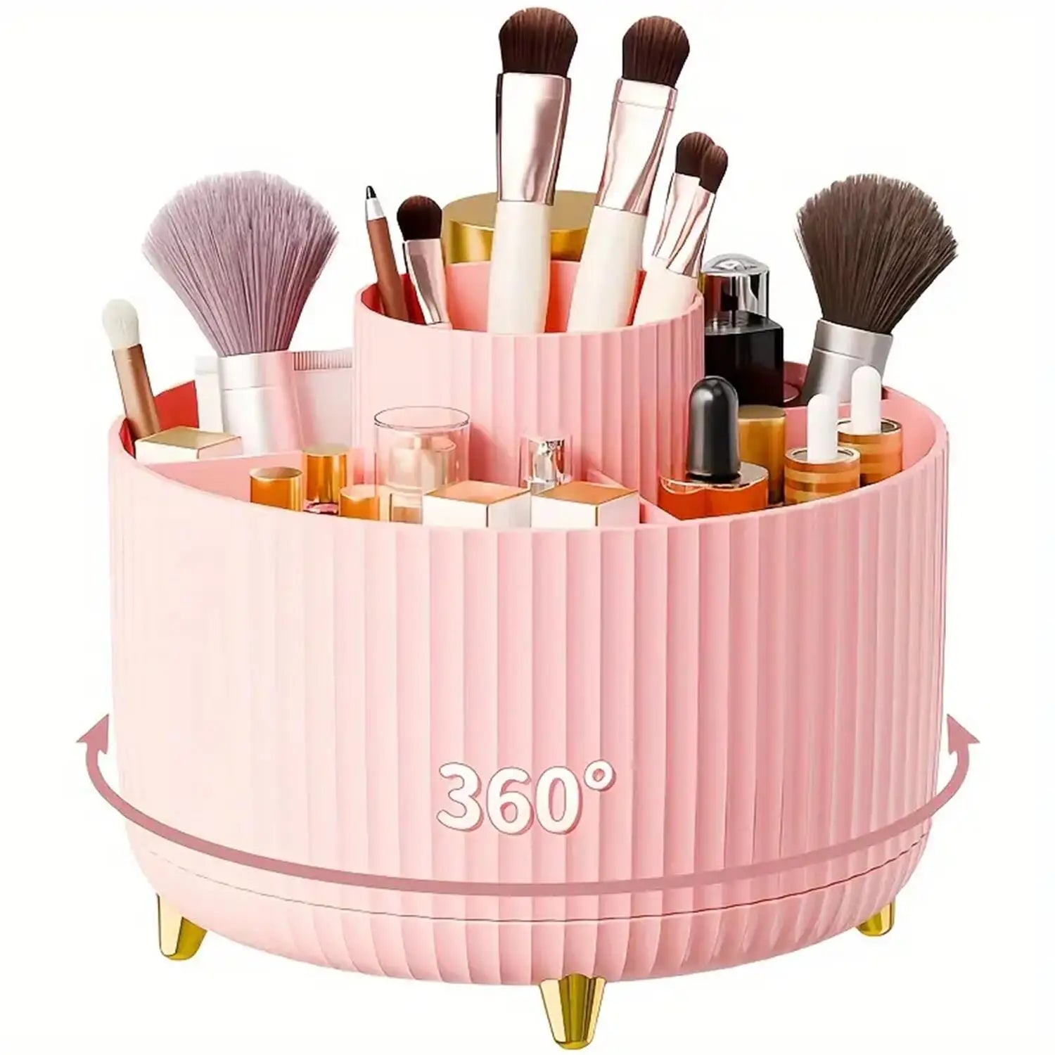 360 °   Rotierender Make-up-Organizer – 1 Stück Kunststoff-Kosmetikaufbewahrung mit 5 Fächern – multifunktionaler Halter für Pinsel So ist Leben