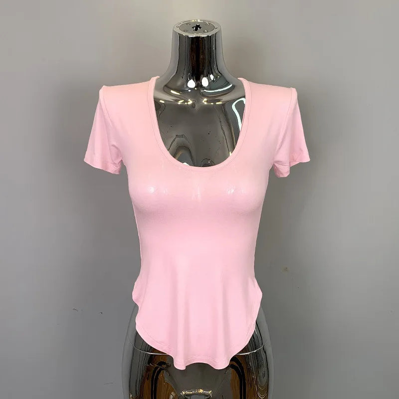Koreanische Dongdaemun Pure Desire Sexy Spicy frauen Geschmack U-ausschnitt Slim Fit Langarm T-shirt Mid-länge gestrickte Casual Top So ist Leben
