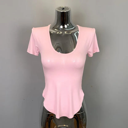 Koreanische Dongdaemun Pure Desire Sexy Spicy frauen Geschmack U-ausschnitt Slim Fit Langarm T-shirt Mid-länge gestrickte Casual Top So ist Leben