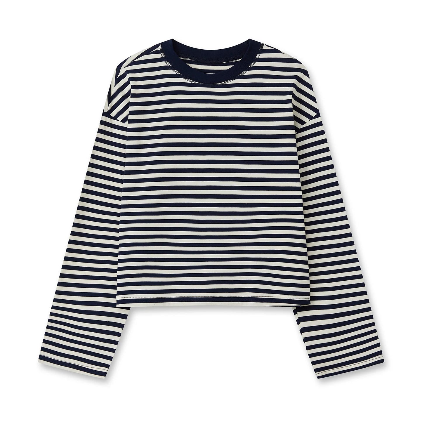 Frauen Langarm Shirts Rundhals Lose Sweatshirts Damen Herbst Casual Gestreiften Top Streetwear So ist Leben
