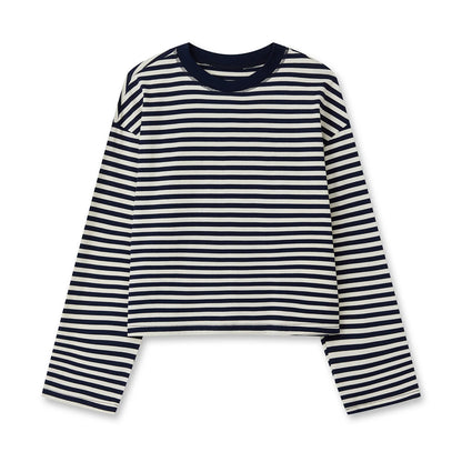 Frauen Langarm Shirts Rundhals Lose Sweatshirts Damen Herbst Casual Gestreiften Top Streetwear So ist Leben