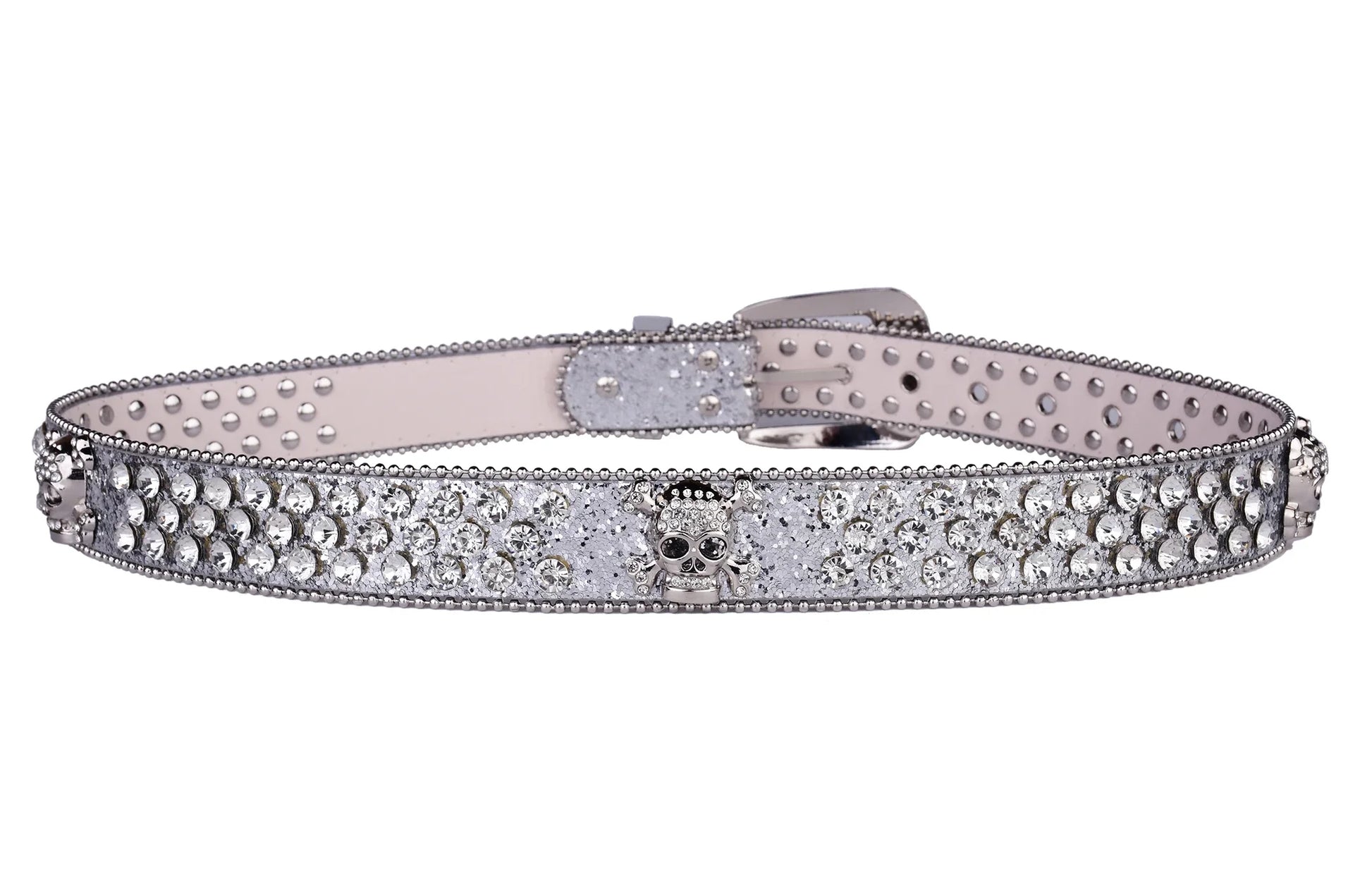 Strass-Schädelgürtel, Western-Cowgirl-Gürtel für Damen und Mädchen, mit Nieten besetzter Landgürtel aus PU-Leder So ist Leben