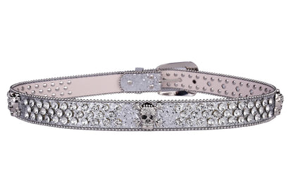 Strass-Schädelgürtel, Western-Cowgirl-Gürtel für Damen und Mädchen, mit Nieten besetzter Landgürtel aus PU-Leder So ist Leben