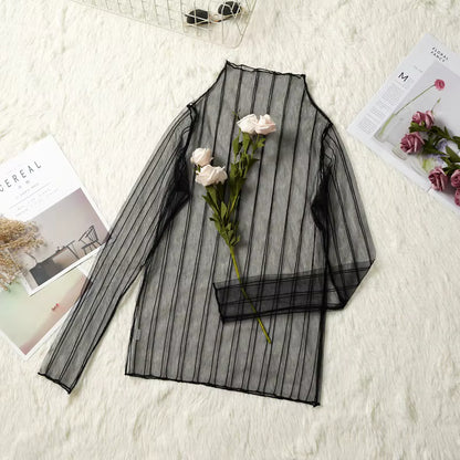 Damen Mesh Langarmshirt Modern mit Spitzenakzent So ist Leben