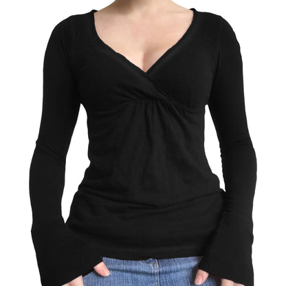Frauen Fee Y2k Cottage T-shirt Kokette V-ausschnitt Langarm Babydoll Tees Herbst Frühling Casual Pullover Tops Vintage Kleidung So ist Leben