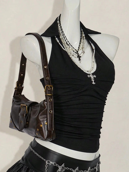 Frau Kleidung Tanks & Camis Neckholder Sexy 2000er Jahre Sommer Y2k Top Damen Korsett Crop Top Shoujo Girl Style Gothic Weste Femme So ist Leben