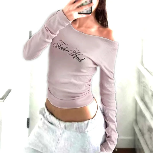 Y2K Gothic Langarmshirt mit Print & modernem Stil - So ist Leben