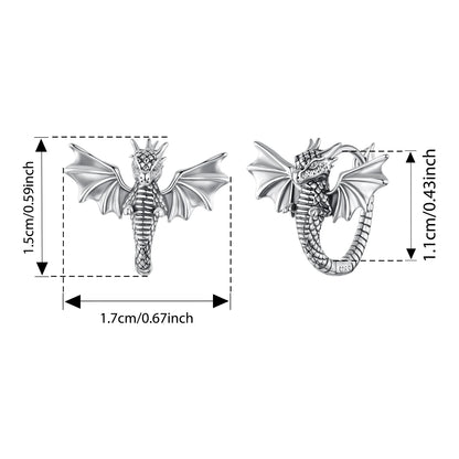 BISAER Echt 925 Sterling Silber Fliegender Drache Creolen Retro 3D Drachen Ohr Haken für Punk Hip Hop Frauen Party Edlen schmuck So ist Leben