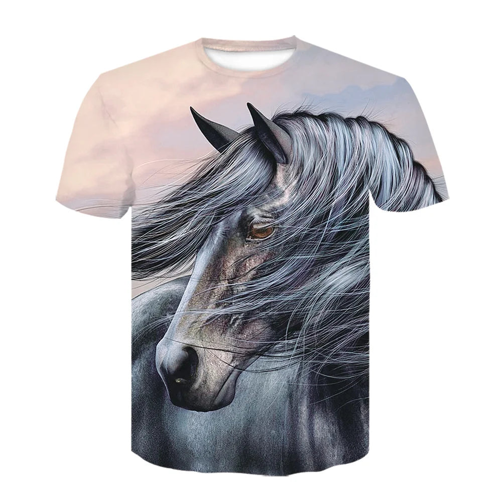 Neue 3d Tier T Hemd Männer Pferd Gedruckt Harajuku Casual Punk Rock Mode Streetwear O Neck Sportliche Atmungsaktive Leichte So ist Leben