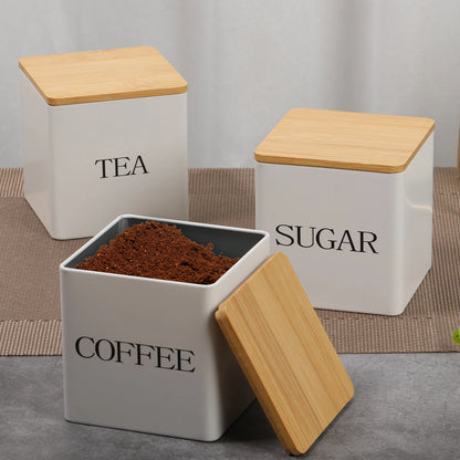 3Pcs Kaffee Bean Lagerung Kanister Tee Zucker Vakuum Versiegelt Gläser Eisen Kanister Wärme Küche Creme Kann Luftdichten Deckel So ist Leben