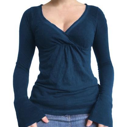 Frauen Fee Y2k Cottage T-shirt Kokette V-ausschnitt Langarm Babydoll Tees Herbst Frühling Casual Pullover Tops Vintage Kleidung So ist Leben