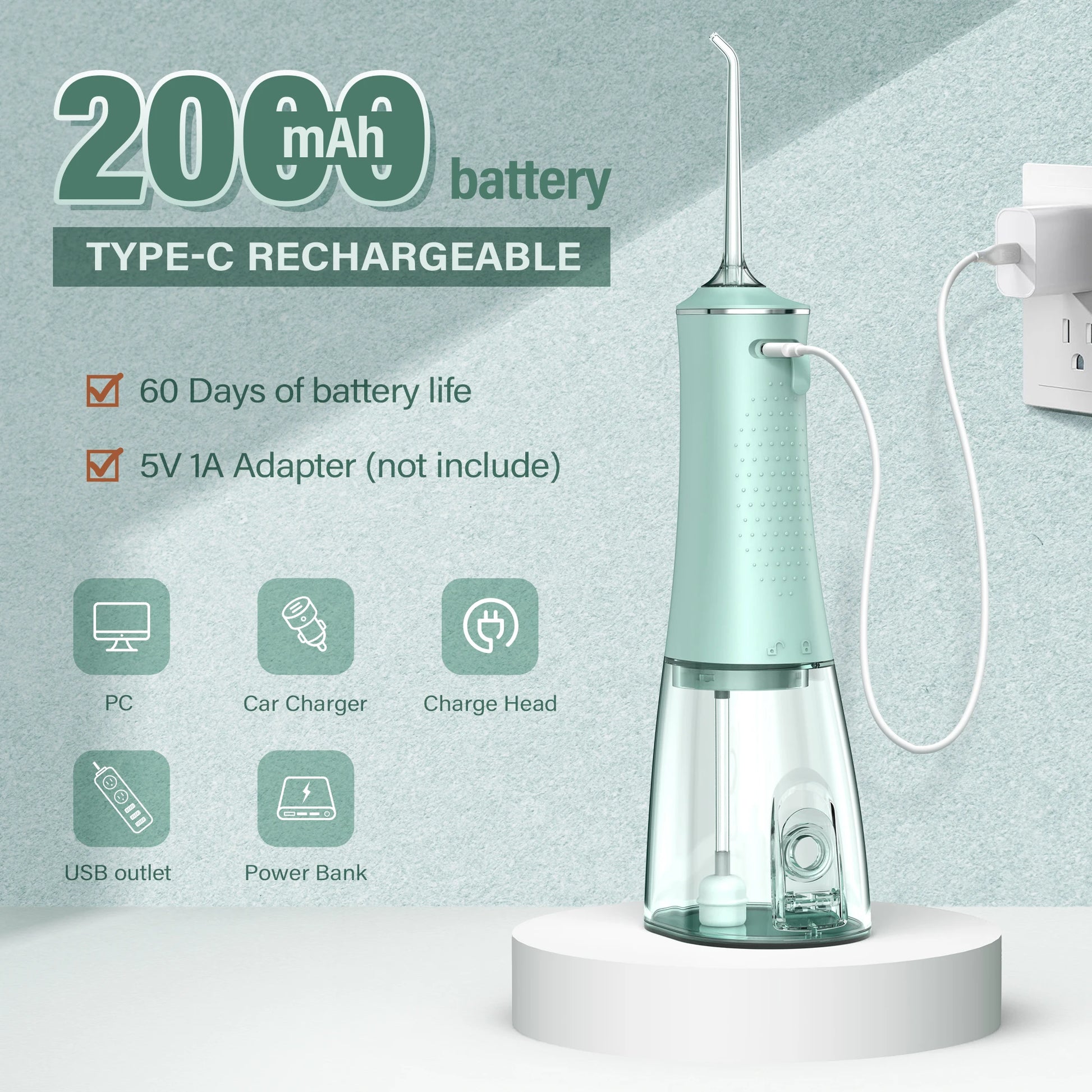 SEJOY Munddusche USB Aufladbare Wasser Flosser Tragbare Dental Wasser Jet 280ML Wasser Tank Wasserdicht Zahn Reiniger Für Oral So ist Leben