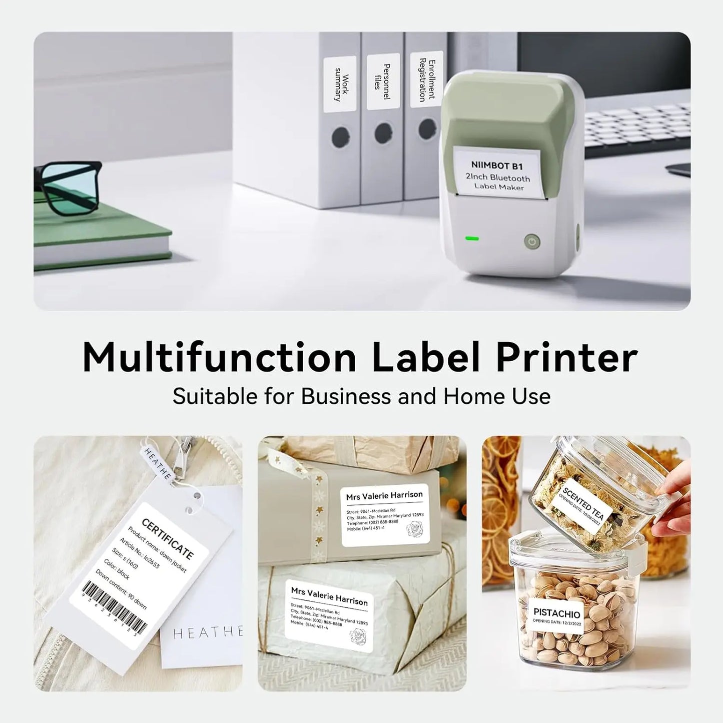 NIIMBOT B1 Tragbarer Thermodrucker mit Bändern, 5,1 cm, selbstklebende Etikettenmaschine, Mini-Bluetooth-Aufkleberhersteller, wasserdichte Etikettenrolle So ist Leben