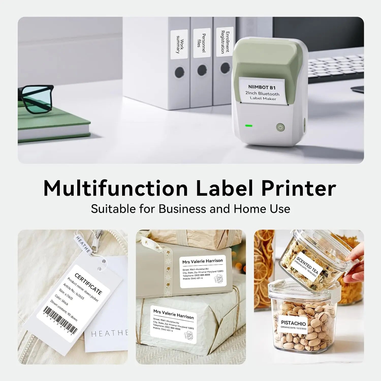 NIIMBOT B1 Tragbarer Thermodrucker mit Bändern, 5,1 cm, selbstklebende Etikettenmaschine, Mini-Bluetooth-Aufkleberhersteller, wasserdichte Etikettenrolle So ist Leben