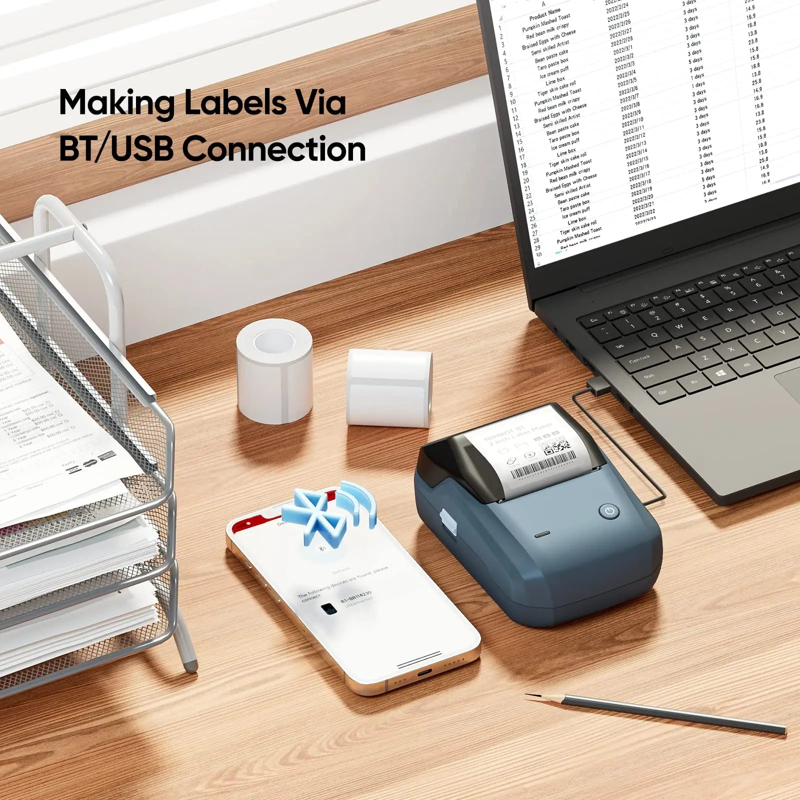 Original Niimbot B1 Etiketten drucker Farbe runde Aufkleber Handheld tragbare Bluetooth selbst klebende Etikettierung Business-Maschine klein So ist Leben
